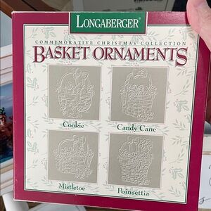 Longaberger Pewter Commemorative Christmas Collection Basket Ornaments Boxed Set